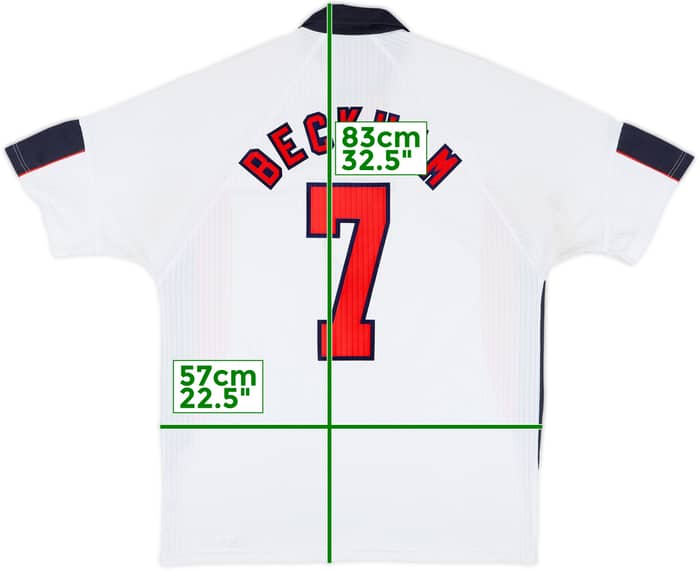 1997-99 England Home Shirt Beckham #7 - 5/10 - (XL)