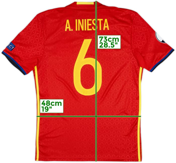 2016-17 Spain Home Shirt Iniesta #6 - 9/10 - (M)