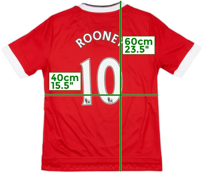 2015-16 Manchester United Home Shirt Rooney #10 - 9/10 - (M.Boys)