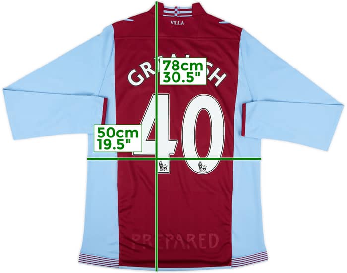 2013-14 Aston Villa Home L/S Shirt Grealish #40 - 7/10 - (S)