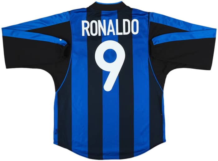 2000-01 Inter Milan Home L/S Shirt Ronaldo #9 - 9/10 - (M)