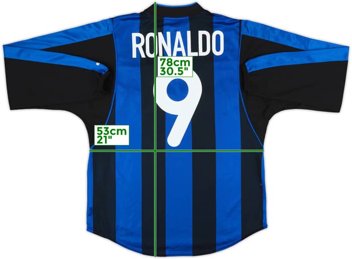 2000-01 Inter Milan Home L/S Shirt Ronaldo #9 - 9/10 - (M)