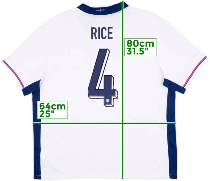 2024-25 England Home Shirt Rice #4 - 10/10 - (XXL)