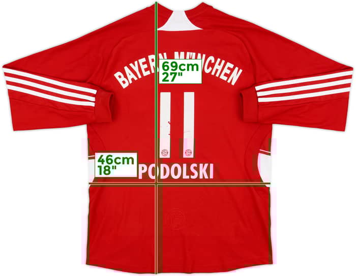 2007-08 Bayern Munich Home L/S Shirt Podolski #11 - 5/10 - (L.Boys)