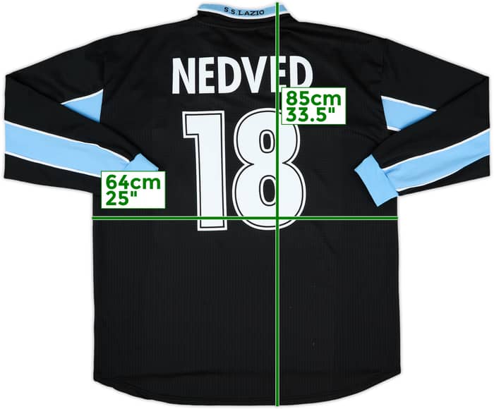 1998-99 Lazio Player Issue Away L/S Shirt Nedved #18 - 7/10 - (XXL)