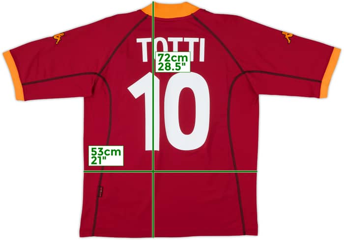 2001-02 Roma Home Shirt Totti #10 - 6/10 - (XXL)