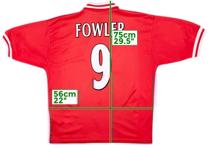 1996-98 Liverpool Home Shirt Fowler #9 - 6/10 - (L)