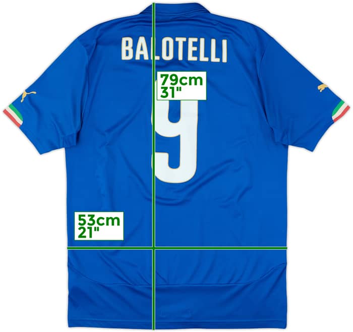 2014-15 Italy Home Shirt Balotelli #9 - 8/10 - (L)