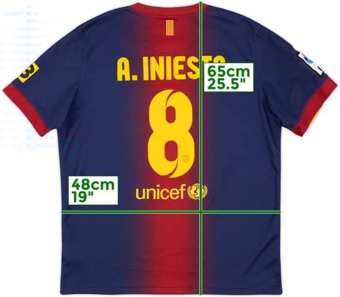 2012-13 Barcelona Home Shirt A. Iniesta # 8 - 6/10 - (XL.Boys)