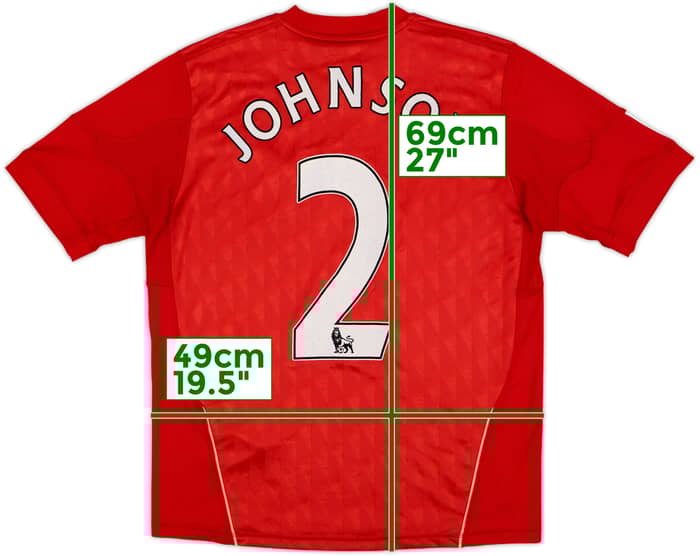 2010-12 Liverpool Home Shirt Johnson #2 - 7/10 - (L.Boys)