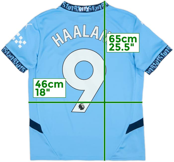 2024-25 Manchester City Home Shirt Haaland #9 - 6/10 - (L.Boys)