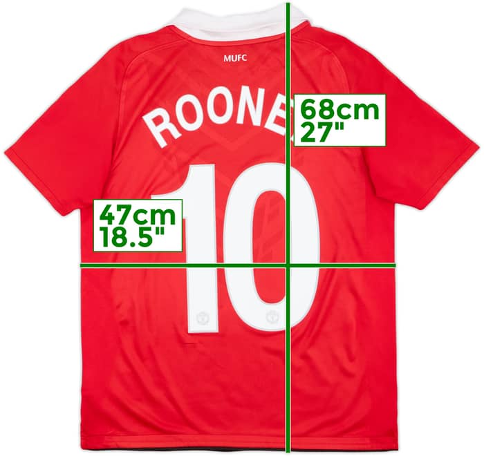 2010-11 Manchester United Home Shirt Rooney #10 - 7/10 - (XL.Boys)
