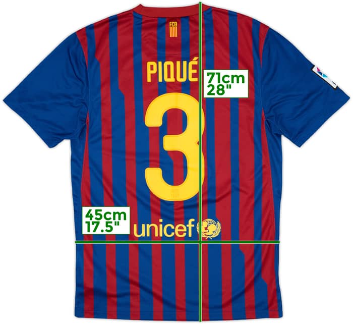 2011-12 Barcelona Home Shirt Pique #3 - 8/10 - (S)