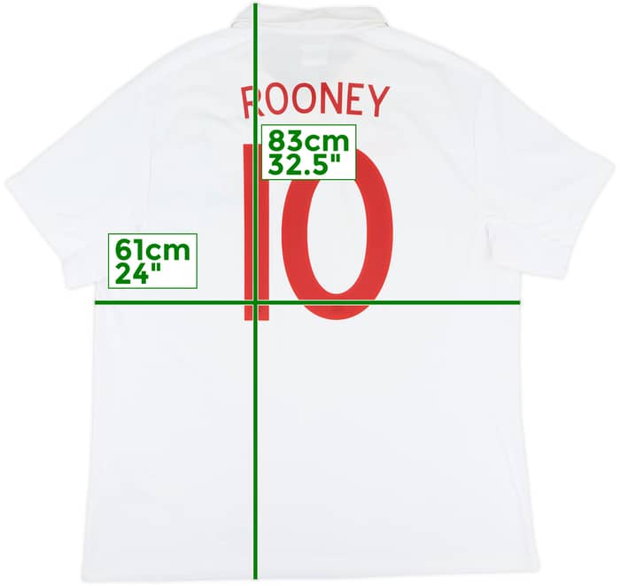 2009-10 England 'World Cup South Africa 2010' Home Shirt Rooney #10 - 7/10 - (XXL)