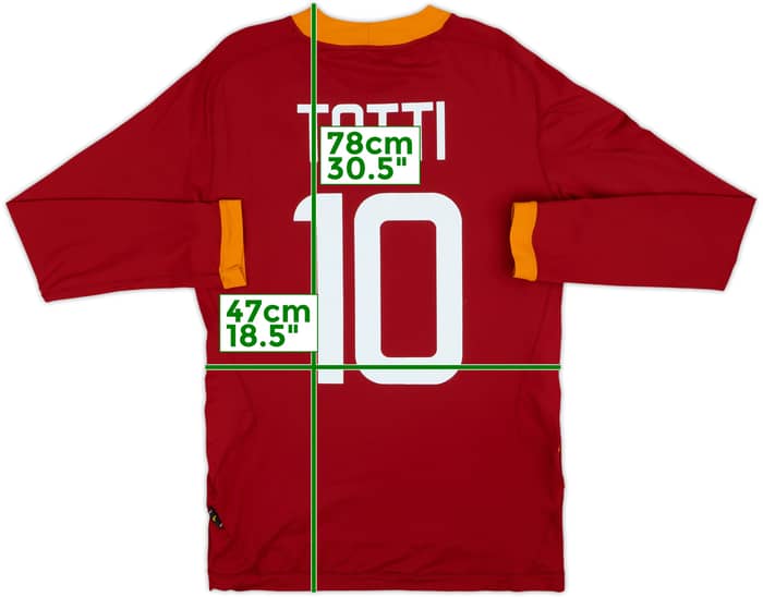 2011-12 Roma Home L/S Shirt Totti #10 - 9/10 - (L)