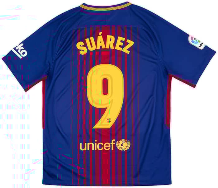 2017-18 Barcelona Home Shirt Suarez #9 - 8/10 - (M)