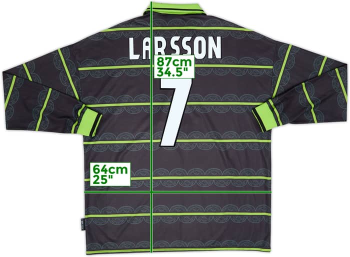 1998-99 Celtic Away L/S Shirt Larsson #7 - 8/10 - (L)