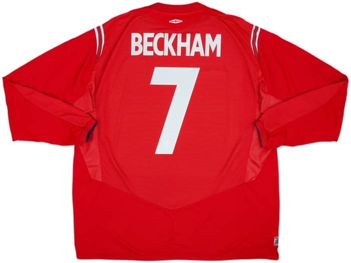 2004-06 England Away L/S Shirt Beckham #7 - 9/10 - (XXL)