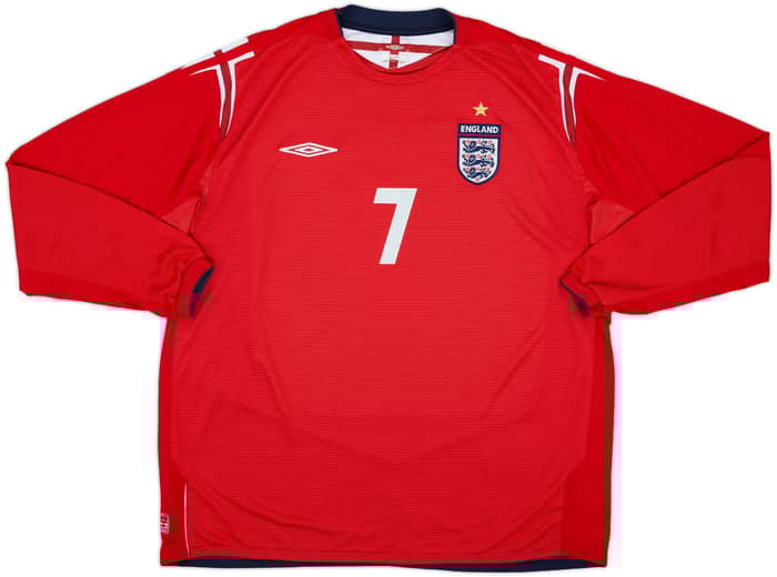 2004-06 England Away L/S Shirt Beckham #7 - 9/10 - (XXL)