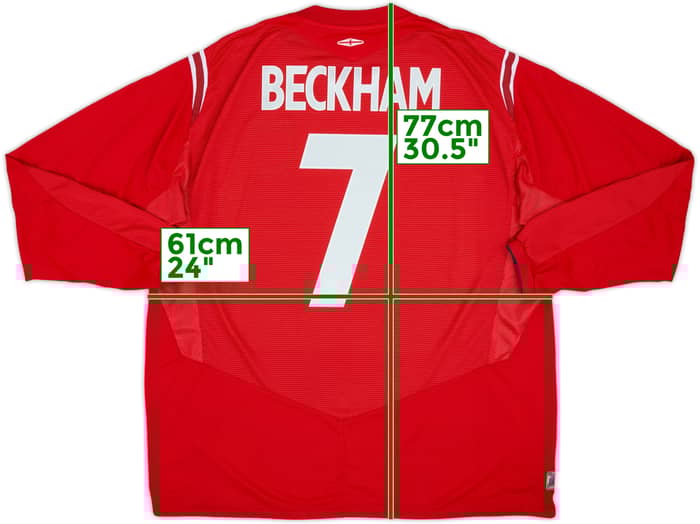 2004-06 England Away L/S Shirt Beckham #7 - 9/10 - (XXL)