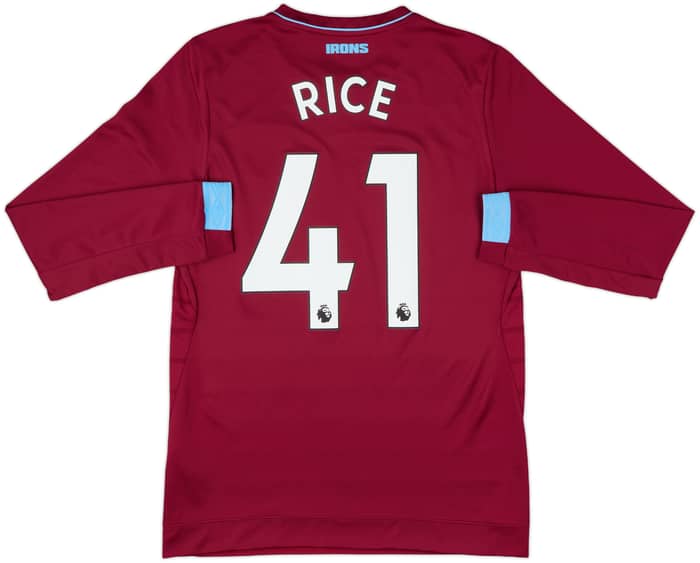 2018-19 West Ham Home L/S Shirt Rice #41 - 10/10 - (S)