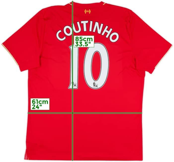 2015-16 Liverpool Home Shirt Coutinho #10 - 8/10 - (XXL)