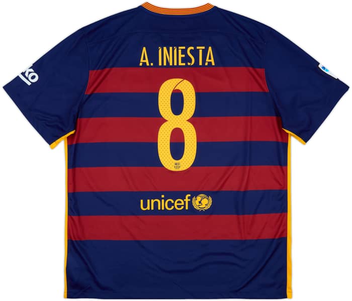 2015-16 Barcelona Home Shirt A.Iniesta #8 - 9/10 - (XXL)