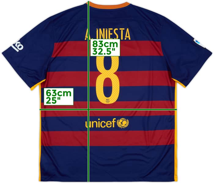 2015-16 Barcelona Home Shirt A.Iniesta #8 - 9/10 - (XXL)