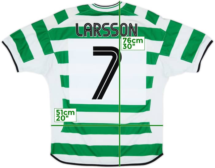2001-03 Celtic Home Shirt Larsson #7 - 8/10 - (L)