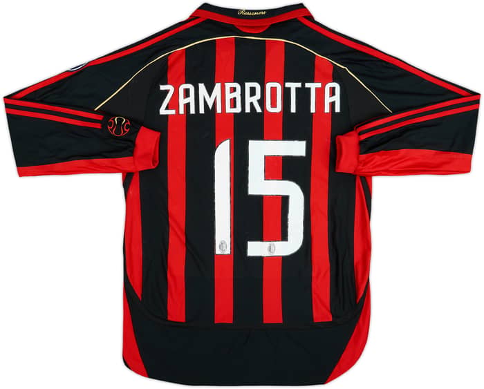 Camiseta de local de manga larga versión jugador del AC Milan 2006-07 Zambrotta #15 - 5/10 - (L)