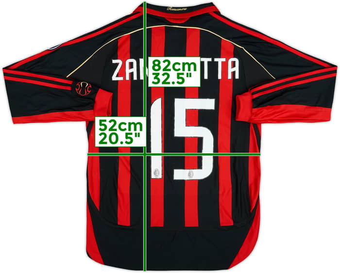 Camiseta de local de manga larga versión jugador del AC Milan 2006-07 Zambrotta #15 - 5/10 - (L)