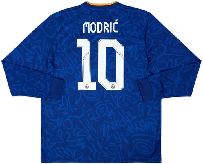 Camiseta de visitante de manga larga del Real Madrid 2021-22 Modric #10 (XL)