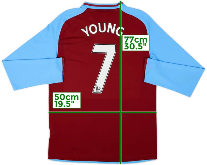 2009-10 Aston Villa Home L/S Shirt Young #7 - 5/10 - (M)