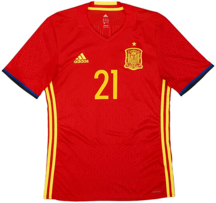 2016-17 Spain Authentic Home Shirt Silva #21 - 8/10 - (M)