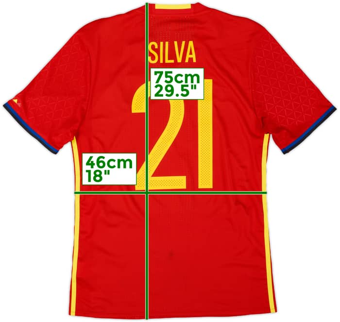 2016-17 Spain Authentic Home Shirt Silva #21 - 8/10 - (M)