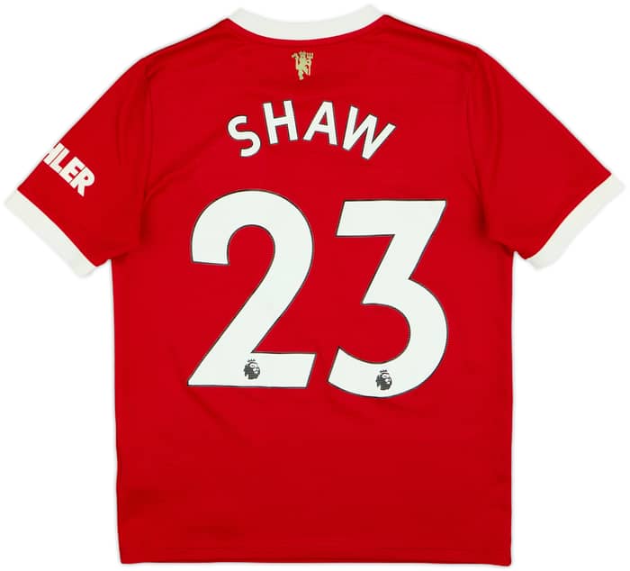 2021-22 Manchester United Home Shirt Shaw #23 - 6/10 - (L.Boys)