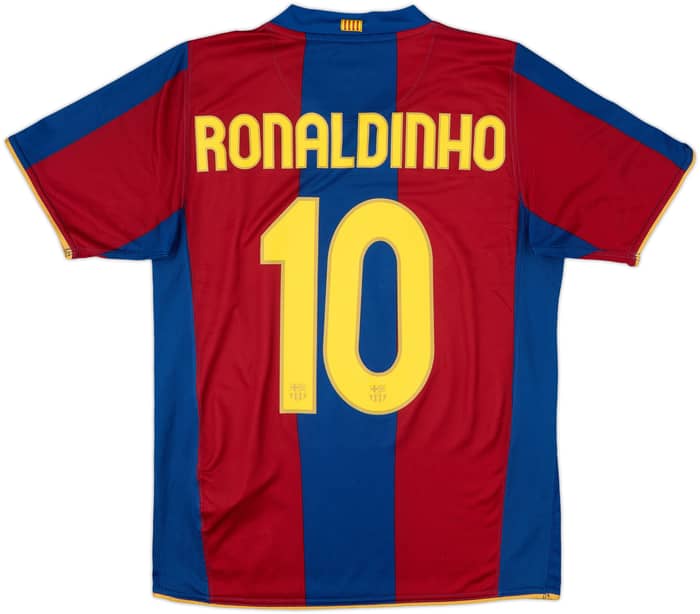 2007-08 Barcelona Home Shirt Ronaldinho #10 - 8/10 - (S)