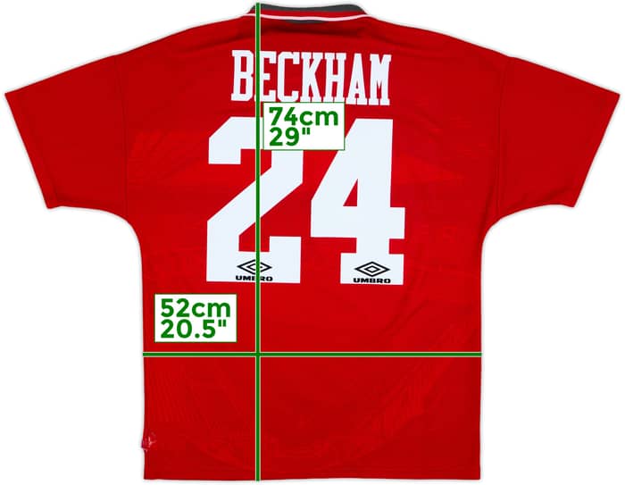 1994-96 Manchester United Home Shirt Beckham #24 - 7/10 - (L)