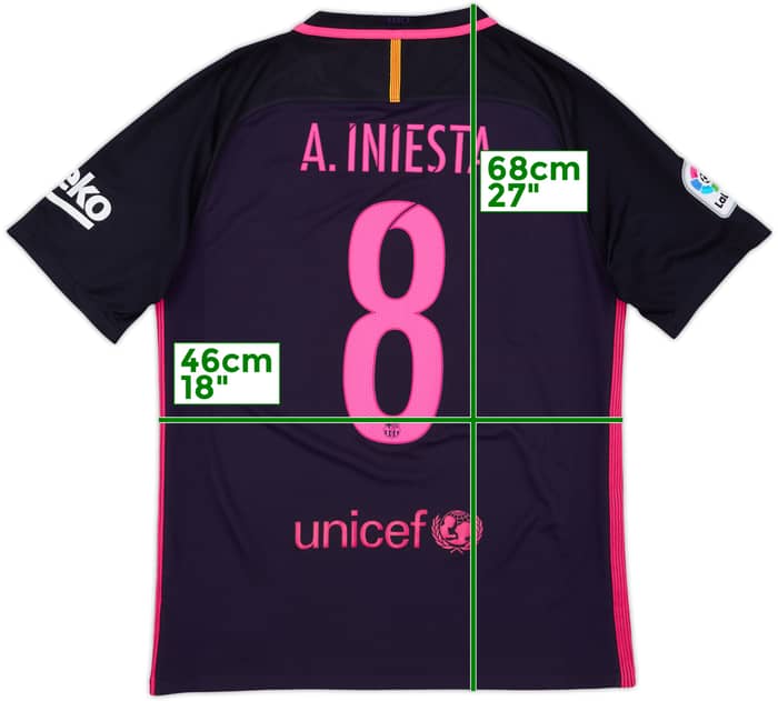 2016-17 Barcelona Away Shirt A.Iniesta #8 - 8/10 - (M)
