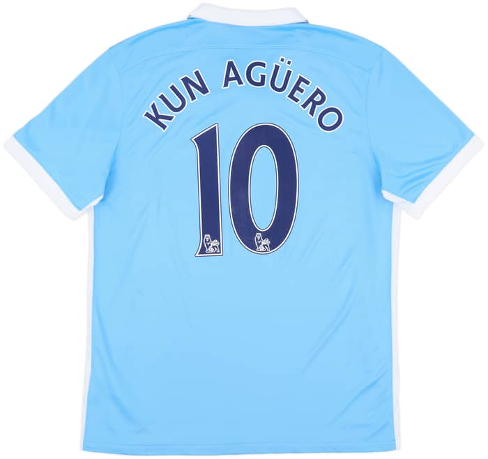 2015-16 Manchester City Home Shirt Kun Aguero #10 - 8/10 - (L)