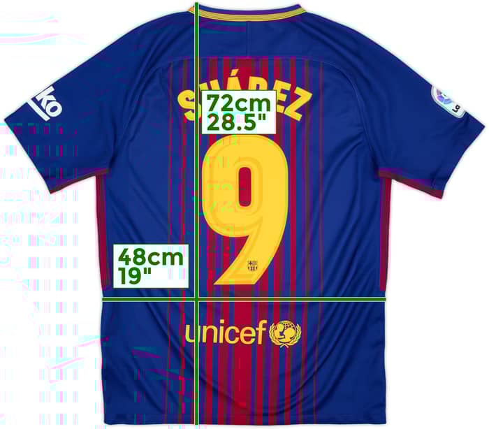 2017-18 Barcelona Home Shirt Suarez #9 - 8/10 - (M)