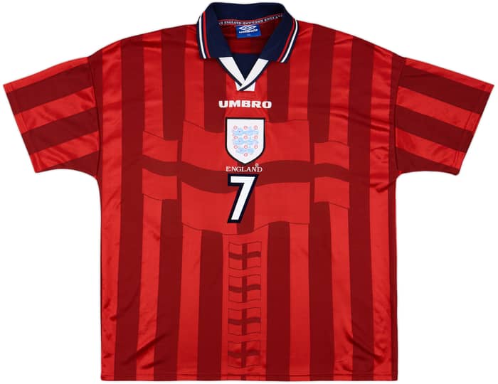1997-99 England Away Shirt Beckham #7 - 10/10 - (XXL)