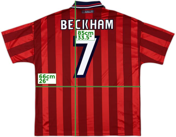 1997-99 England Away Shirt Beckham #7 - 10/10 - (XXL)