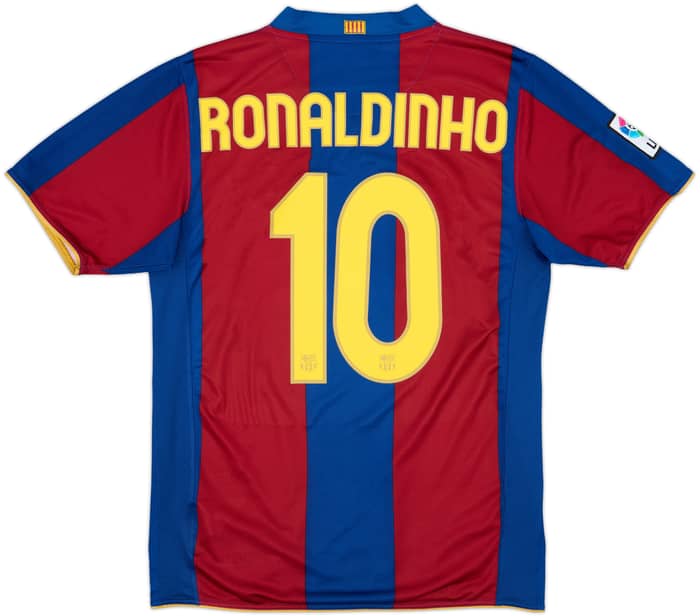 2007-08 Barcelona Home Shirt Ronaldinho #10 - 7/10 - (M)