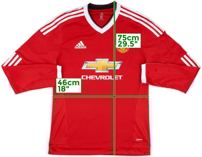 2015-16 Manchester United Match Issue Home L/S Shirt #29