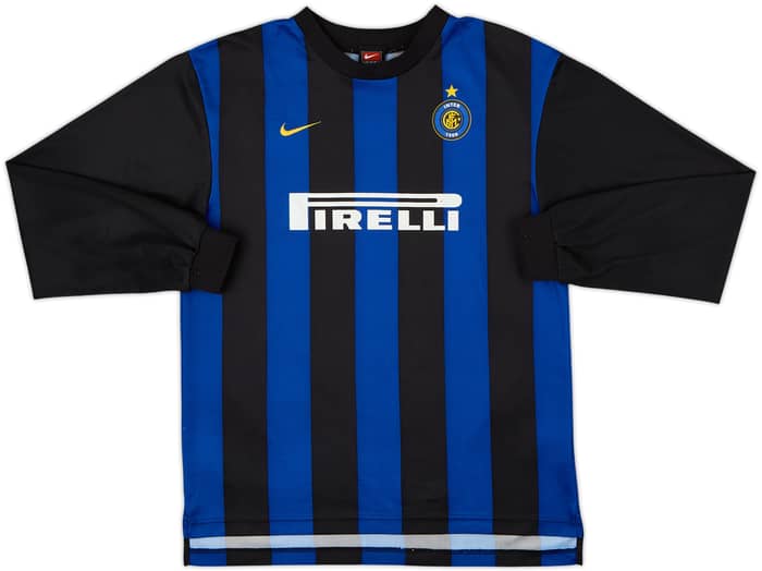 1999-00 Inter Milan Basic Home L/S Shirt Ronaldo #9 - 6/10 - (XL.Boys)
