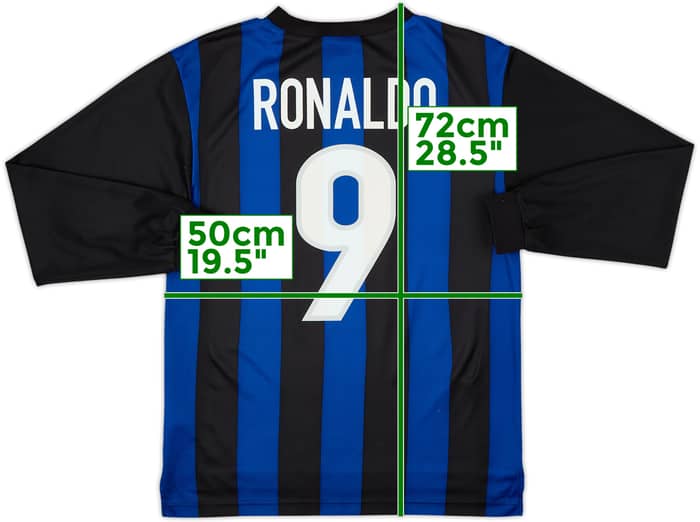 1999-00 Inter Milan Basic Home L/S Shirt Ronaldo #9 - 6/10 - (XL.Boys)