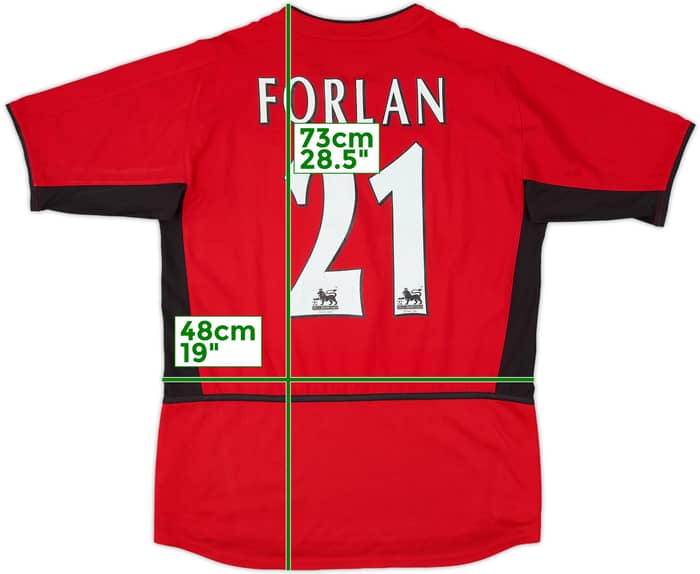 2002-04 Manchester United Home Shirt Forlan #21 - 8/10 - (XL.Boys)