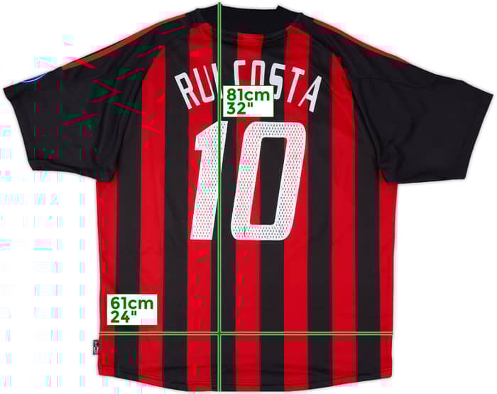 2002-03 AC Milan Home Shirt Rui Costa #10 - 5/10 - (XL)