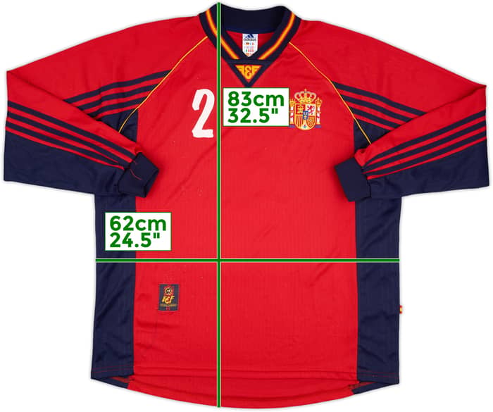 1998 Spain Match Worn Home L/S Shirt #2 (Salgado)